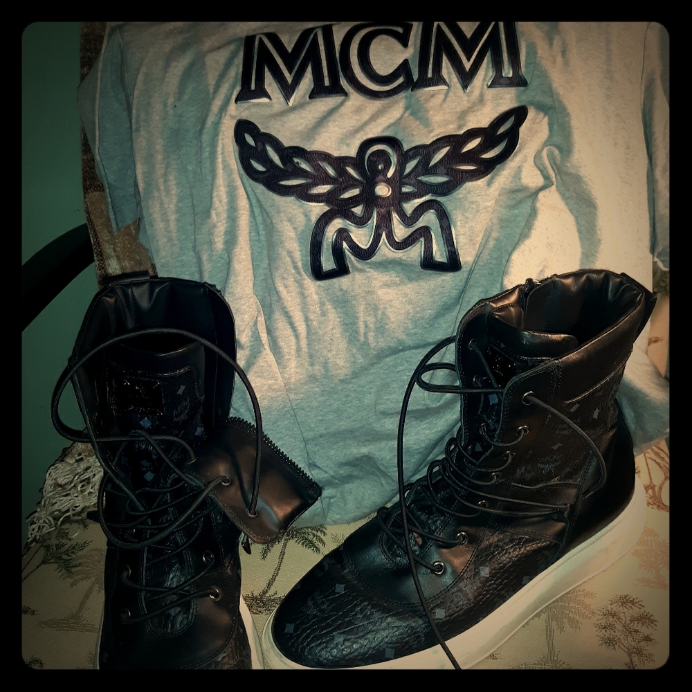 Dark blue and black size 11.5 MCM boots